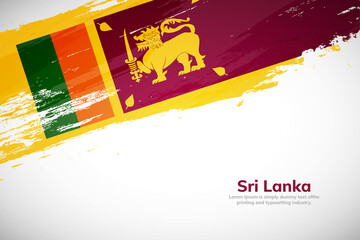 Brush painted grunge flag of Sri Lanka country. Hand drawn flag style of Sri Lanka. Creative brush stroke concept background