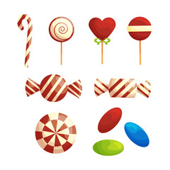 Obraz premium Set of flat candies on white.