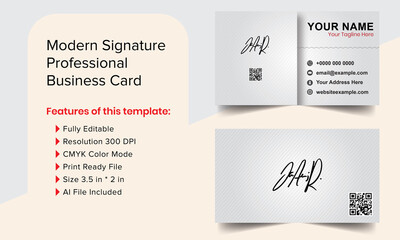 Modern Signature Professional Business Card Template 
