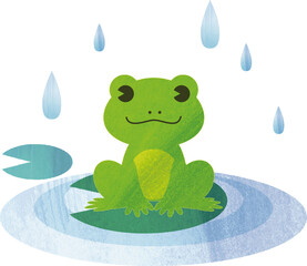 梅雨 夏 カエル かえる 蛙 水彩 イラスト素材 Amphibian Wall Mural Amphibi Ribbon S