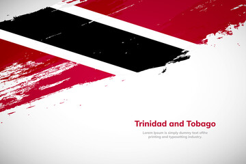 Brush painted grunge flag of Trinidad and Tobago country. Hand drawn flag style of Trinidad and Tobago. Creative brush stroke concept background