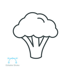 Broccoli icon. Nature vegetable organic food nutrition. Fresh healthy garden harvest. cabbage, cauliflower editable stroke outline style pictogram vector illustration design on white background EPS 10