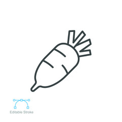 Daikon icon. fresh nature organic root vegetable harvest, healthy food. Japanese daikon radish, editable stroke. outline style pictogram. vector illustration. design on white background. EPS 10