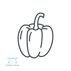 paprika icon. organic fresh nature vegetable food. Capsicums Bulgarian pepper to cook healthy food. Raw fresh veggie editable stroke outline style vector illustration design on white background EPS 10
