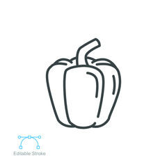 paprika icon. organic fresh nature vegetable food. Capsicums Bulgarian pepper to cook healthy food. Raw fresh veggie editable stroke outline style vector illustration design on white background EPS 10