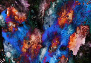 Fototapeta na wymiar Abstract multicolor dynamic background with creative splashes and shabby brush strokes effect.