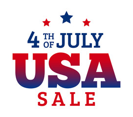 4th of July, USA Sale offer lettering icon, monogram design. Vector illustration.
