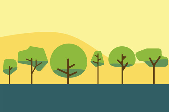 Collection of simplicity tree and shrub flat design. Vector illustration.