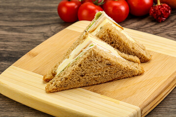 Club sandwich with chicken and cheese