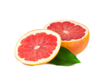 Fototapeta na wymiar Fresh grapefruit slices isolated on a white background