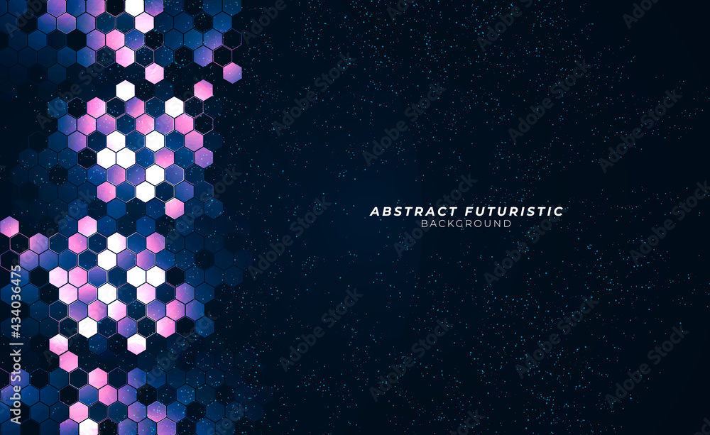 Wall mural art hexagons technology background. abstract hi-tech communication concept futuristic digital innova