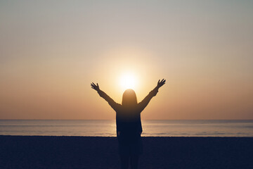 Fototapeta premium Woman travel around the world with summer beach freedom and relax life