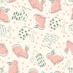 Tuinposter Easter Bunny Seamless Pattern © Moonlie
