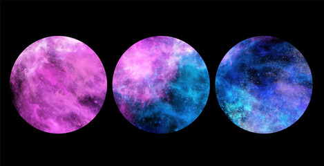 Space Abstract Galaxy Banners set. Vector design.