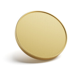 New golden coin isolated on white. 3D rendering.