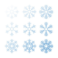 Beautiful clear blue snowflake vector set , isolated on white background  , Vector illustration EPS 10