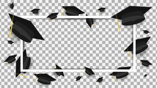 Graduation frame with graduation cap  on transparent background  , Vector illustration EPS 10