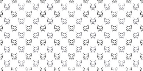 Black and white cat seamless repeat pattern vector background