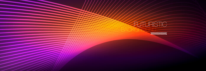 Fototapeta premium Abstract neon glowing light in the dark with waves. Shiny magic energy and motion concept, vector abstract wallpaper background