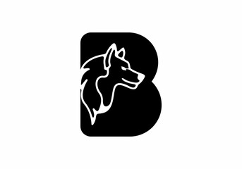 Black B initial letter with wolf head shape