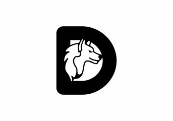 Black D initial letter with wolf head