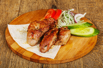 Pork kebab - Sashlik bbq seved vegetables