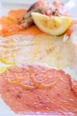 Assortment of raw fish background