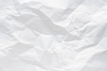 White crumpled paper texture background.