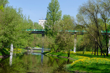river and bridge in the city