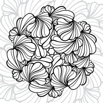 Vector Abstract Black And White Floral Mandala Motif