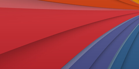 Plakat Modern vibrant color abstract background with red yellow purple orange and blue gradient. Minimal geometric background. Dynamic shapes composition.