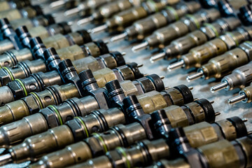 Refurbished fuel pump injectors on display
