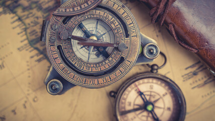 Fototapeta na wymiar Nautical Brass Compass 