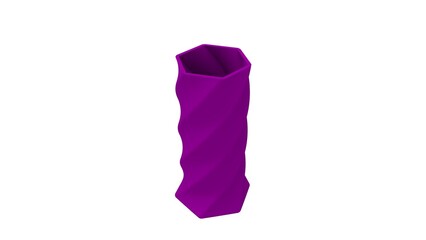 3D rendering of a 3d printed vase complex shaped and colored isoalted on white background.