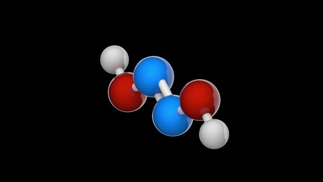 Hyponitrous acid (Diazenediol, Hyponitrous acid dimer) is a chemical compound with formula H2N2O2. 3D render. Seamless loop. RGB + Alpha (Transparent) channel