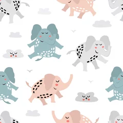 Printed kitchen splashbacks Elephant Childish seamless pattern with cute elephant. Creative texture for fabric, textile