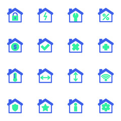 Real estate related line icons set