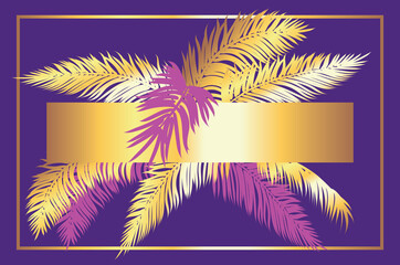 Fototapeta na wymiar Gold palm leaves design