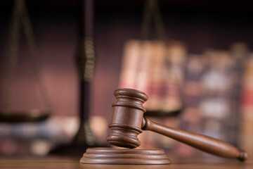 Law wooden gavel barrister, justice concept, legal system concept