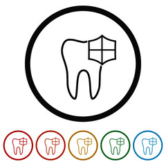 Tooth protection and care ring icon color set