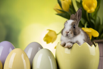 Bunny, rabbit and easter eggs - 434043045