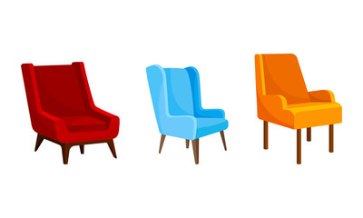 Obraz premium Armchair as Seat and Piece of Furniture with Armrests Vector Set