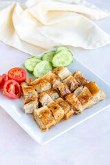Turkish style meat stuffed filo dough borek served kol boregi.