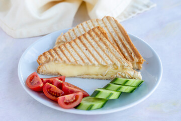 cheddar toast, tomato and cucumber.