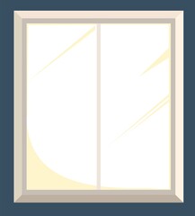 The ordinary window is empty. With fragments of the wall. View from the room. The isolated object on a white background. Cartoon flat style. Vector.