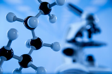 Atom, Microscope,  Laboratory background