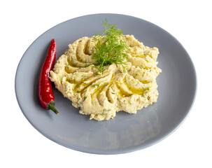 Isolated fava on a white background. healthy meals. Local name fava meze