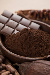 Chocolate sweet, cocoa and food dessert background