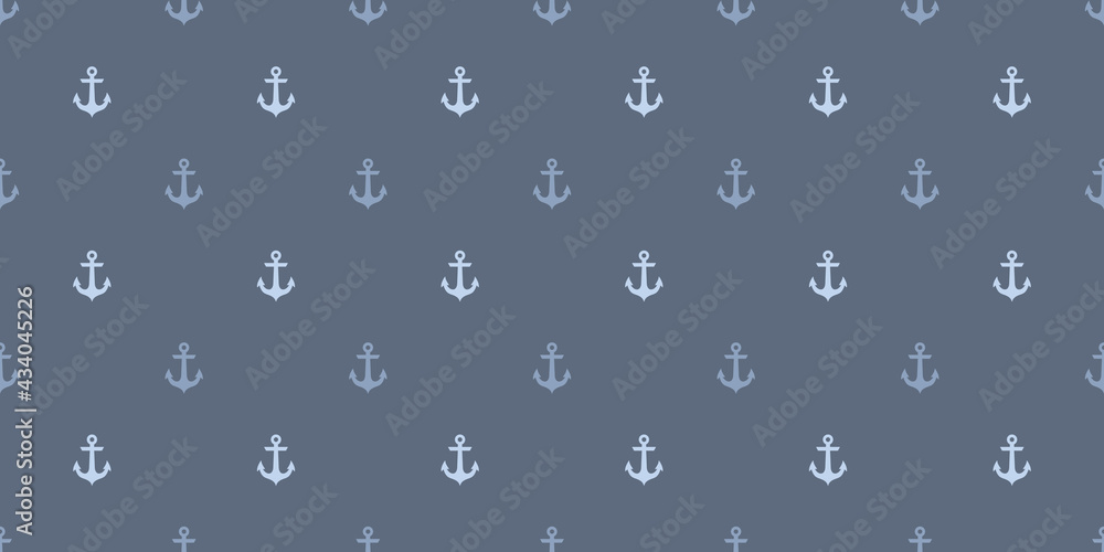 Poster Grey anchor seamless repeat pattern vector background