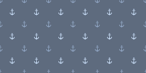 Grey anchor seamless repeat pattern vector background